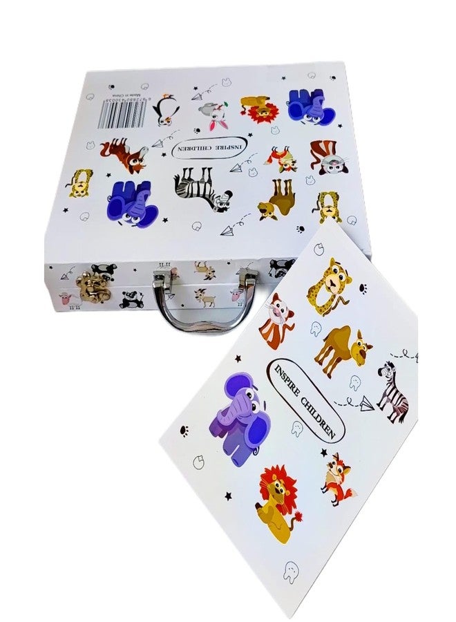 WONDERSPROUT Wonder Sprout 88 pcs Art Kit for Kids with Multicolor Briefcase [Animal Theme] White - Image 3